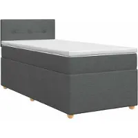 Syfax Letto a molle con materasso grigio scuro 100 x 200 cm in tessuto