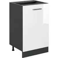 Vicco Mobiletto base cucina R-Line Bianco lucido/Antracite 50 cm senza piano di lavoro, Model 70291