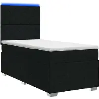 Syfax Letto boxspring LED con materasso nero 100 x 200 cm Tessuto