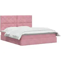 vidaXL Letto a castello con contenitore LED con materasso, rosa, 180 x 200 cm, in velluto