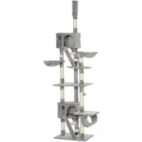 BellaFurn Albero per gatti con amache e zone relax | Colore: Grigio chiaro | Dimensioni: 60x45x240-260 cm
