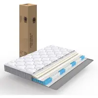 Flieks Materasso a molle insacchettate , 140x190 cm, materasso a molle, altezza 10 cm, supporto H3, materasso a molle insacchettate a 7 zone, materasso in schiuma, colore bianco