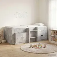 Prolenta Maison Exclusive - Struttura letto a soppalco con armadio, 3 pezzi, colore grigio cemento, realizzata in materiale composito di legno