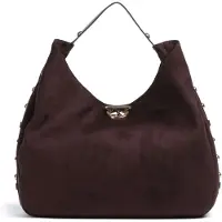Liu jo borsa a spalla hobo grande con borchie in camoscio viola