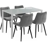 Vicco Set di tavoli da pranzo Grand Bianco 120 x 70 cm con 4 sedie (grigie), Model 63366