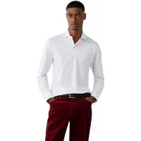Hackett per uomo. HM5500049 Polo a maniche lunghe Pima bianco (S), Casual, Cotone, Classico, Manica lunga