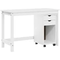 Syfax Set di due mobili contenitori per scrivania, colore bianco, in legno massello di pino