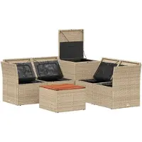 vidaXL Set di divani da esterno, 6 pezzi. Colore: beige e grigio chiaro. Materiale: rattan sintetico e acciaio