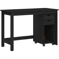 Syfax Set di due mobili per scrivania, colore nero, in legno massello di pino