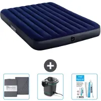 Intex Letto gonfiabile - 2 persone - 152 x 203 x 25 cm - blu - lenzuola incluse - pompa e kit di riparazione