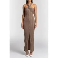Guess Marciano GUESS Gia Maxi Swtr Dress Natural Almond + Gol Taglia: 40 | Maxi abiti Outlet | Donna | Marrone
