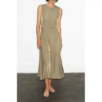 French Connection Celina Cupro Slvlss Cargo Dres Washed Khaki Taglia: 6 | Abiti Midi Outlet | Donna | Marrone