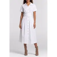 Guess Marciano GUESS Adele V Neck Ss Midi True White A000 Taglia: 42 | Abiti in T-Shirt Outlet | Donna | Bianco