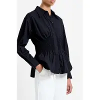 French Connection Cambria Cotton Smocked Shirt Blackout Taglia: 8 | Maglie a manica lunga Outlet | Donna | Nero