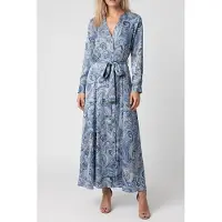 Guess Marciano GUESS Britney Ls Long Dress Floral Paisley Blue Taglia: 44 | Maxi abiti Outlet | Donna | Blu