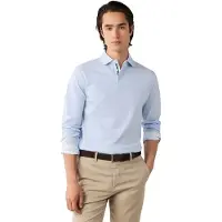 Hackett London per uomo. HM5500041 polo piqué manica lunga fit classico blu (L), Casual, Cotone