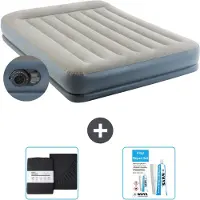 Intex Airbed - 2 persone - 152 x 203 x 30 cm - Grigio - Incluso pompa - lenzuolo e kit di riparazione