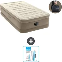 Intex Airbed - 1 persona - 99 x 191 x 46 cm - Beige - Pompa inclusa - Kit di riparazione