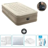 Intex Letto ad aria - 1 persona - 99 x 191 x 46 cm - Beige - Incluso pompa - Lenzuolo di montaggio - Bacio - Kit di riparazione en Protezione cuscino