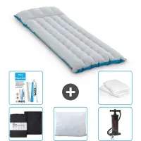 Intex Materassino da campeggio - 1 persona - 67 x 184 x 17 cm - blu - include lenzuolo - bacio - pompa - kit di riparazione e protezione per il cuscino