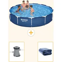 Bestway Steel Pro, piscina in acciaio, forma rotonda - 366x76 cm - composta da 3 parti, modello S22308