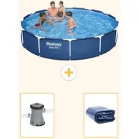 Bestway Steel Pro, piscina in acciaio, forma rotonda - 366x76 cm - composta da 3 parti, modello S22308