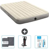 Intex Letto gonfiabile - 2 persone - 152 x 203 x 25 cm - Beige - lenzuolo incluso - pompa e kit di riparazione