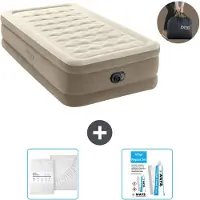 Intex Airbed - 1 persona - 99 x 191 x 46 cm - Beige - Incluso pompa - lenzuolo e kit di riparazione