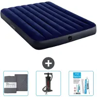 Intex Airbed - Letto matrimoniale - 137 x 191 x 25 cm - Blu - Include lenzuola - Pompa e kit di riparazione