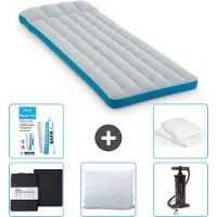 OEM Materassino da campeggio Intex - letto francese - 72 x 189 x 20 cm - blu - lenzuolo incluso - bacio - pompa - set di riparazione en pillow protector