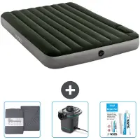 Intex Letto gonfiabile - 2 persone - 152 x 203 x 25 cm - verde - lenzuolo - pompa e kit di riparazione