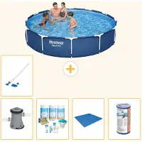 Bestway Piscina gonfiabile Steel Pro, rotonda, dimensioni 366x76 cm, composta da 6 parti, modello S22105