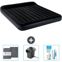 Intex Letto gonfiabile - 2 persone - 183 x 203 x 25 cm - Blu scuro - Include lenzuola - Pompa e kit di riparazione