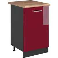 Vicco Mobiletto base cucina R-Line Rosso lucido/Antracite 50 cm piano di lavoro Rovere dorato, Model 70245