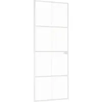 vidaXL Porta interna bianca 76x201,5 cm vetro temperato e alluminio slim