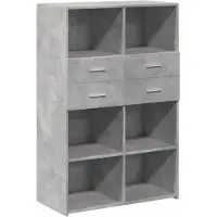 vidaXL Highboard grigio cemento 80x42,5x124 cm materiale a base di legno