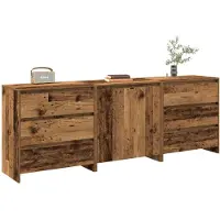 vidaXL credenza a 3 pezzi in materiale a base di legno di recupero