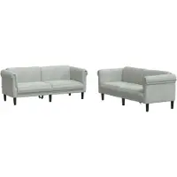 vidaXL Set divano 2 pezzi Velluto grigio chiaro