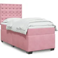 vidaXL Letto a molle con materasso rosa 90x190 cm in velluto