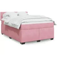 vidaXL Letto a molle con materasso rosa 140x190 cm in velluto