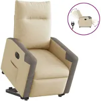 vidaXL Poltrona relax con supporto elettrico in tessuto crema