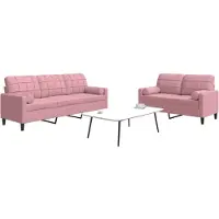 vidaXL Set di divani a 2 pezzi con cuscini e imbottiture Velluto rosa