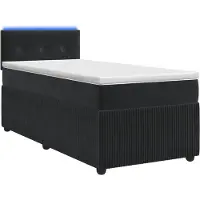 Syfax Letto a molle con materasso nero 80 x 200 cm in velluto