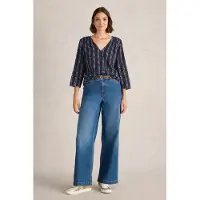 White Stuff Rae Organic Cotton Top Navy Multi Taglia: 12 | Maglie a manica lunga Outlet | Donna | Blu