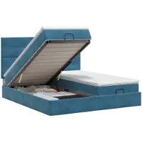 vidaXL Panca da letto con materasso e poggiatesta, 2 pezzi, blu scuro, in velluto