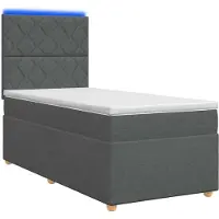 Syfax Letto a molle con materasso grigio scuro 90 x 200 cm in tessuto
