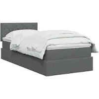 vidaXL Letto a castello con contenitore LED con materasso, grigio scuro, 100 x 200 cm, tessuto
