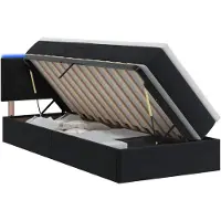 vidaXL Letto a castello con contenitore LED con materasso, nero, 100 x 200 cm, velluto
