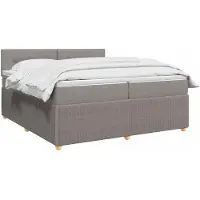 vidaXL Letto a molle con materasso Taupe 200 x 200 cm in tessuto