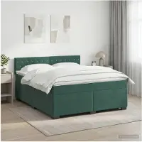 vidaXL Letto a molle con materasso verde scuro 140 x 200 cm in velluto
